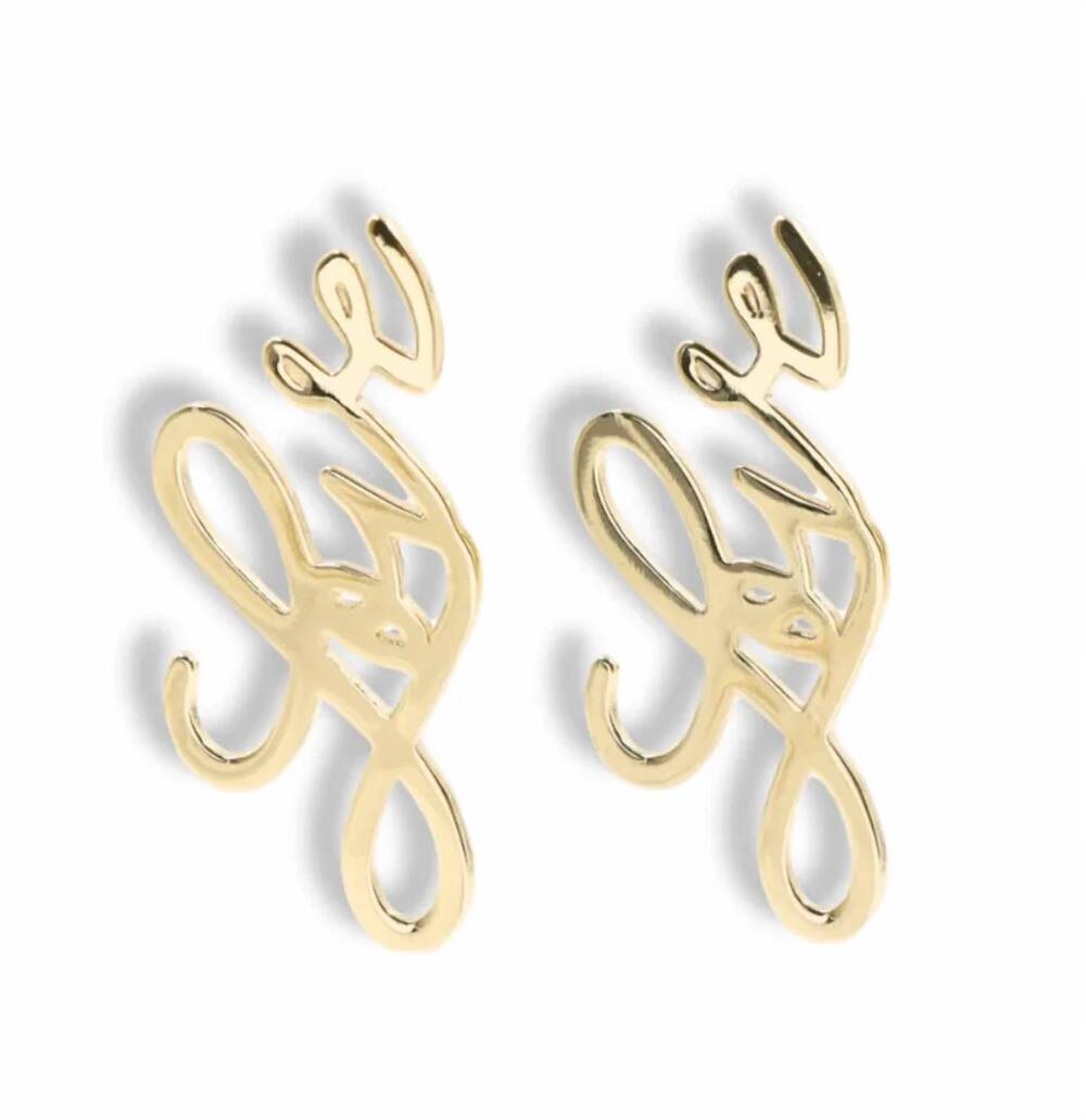 NEW BRIANNA CANNON women's love stud earrings in gold